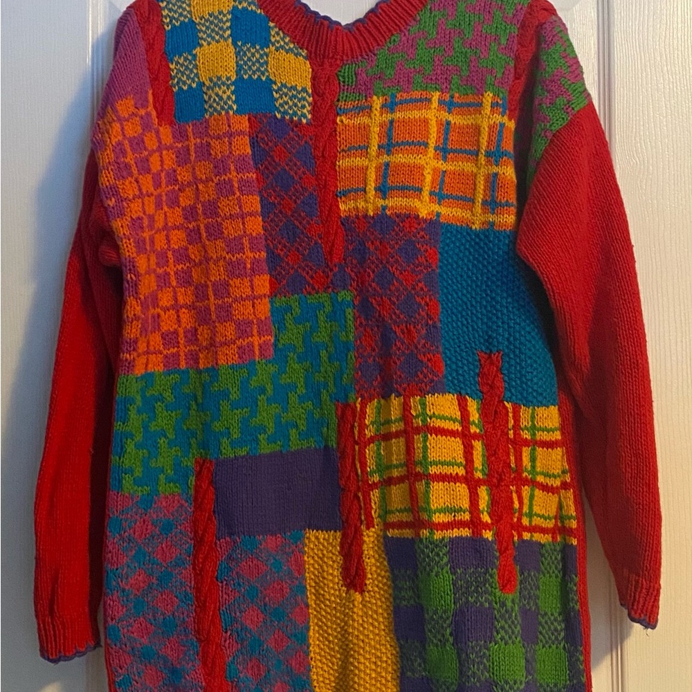 Vintage Marsh Landing Colorful Patchwork Crew Neck Sweater